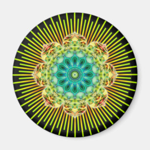 Imán Mandala amarillo verde negro