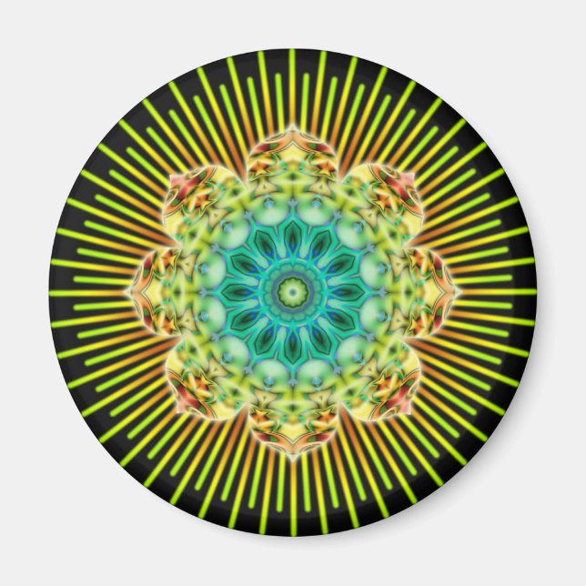 Imán Mandala amarillo verde | negro (Frente)