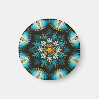 Imán Mandala azul elegante | Boho de geometría sagrada
