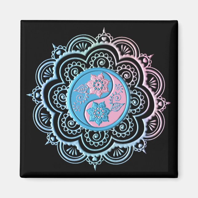 Imán Mandalá Azul y Rosa (Frente)