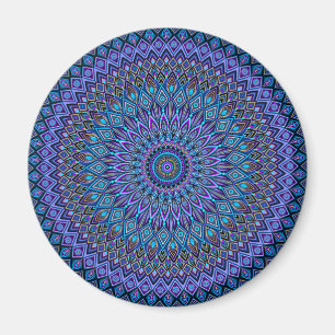 Imán Mandala Boho Azul Verde azulado Morado Peacock Gol