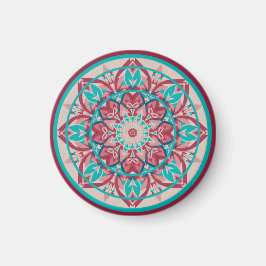 Imán Mandalá boho de rosa y turquesa