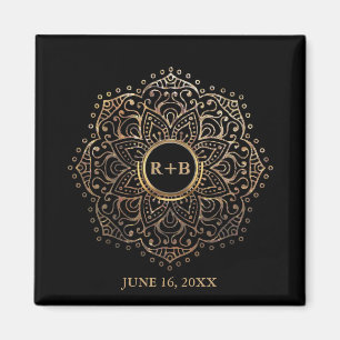 Imán Mandala de Boho del favor de la boda del monograma