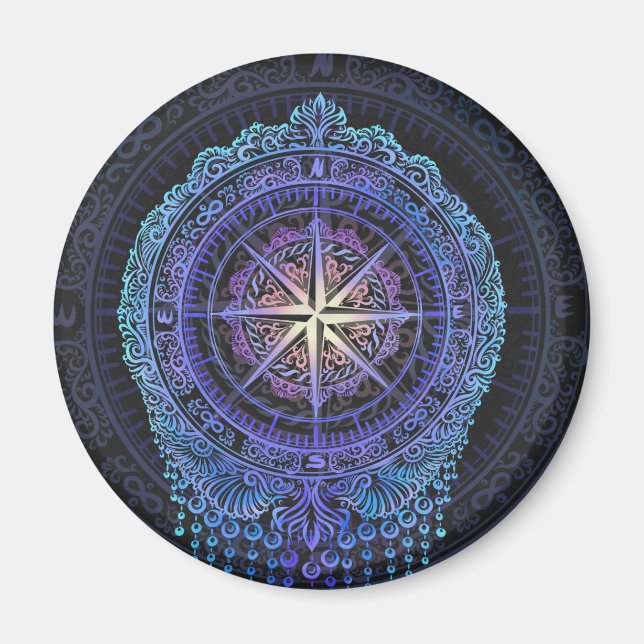 Imán Mandala de brújula celeste (Frente)