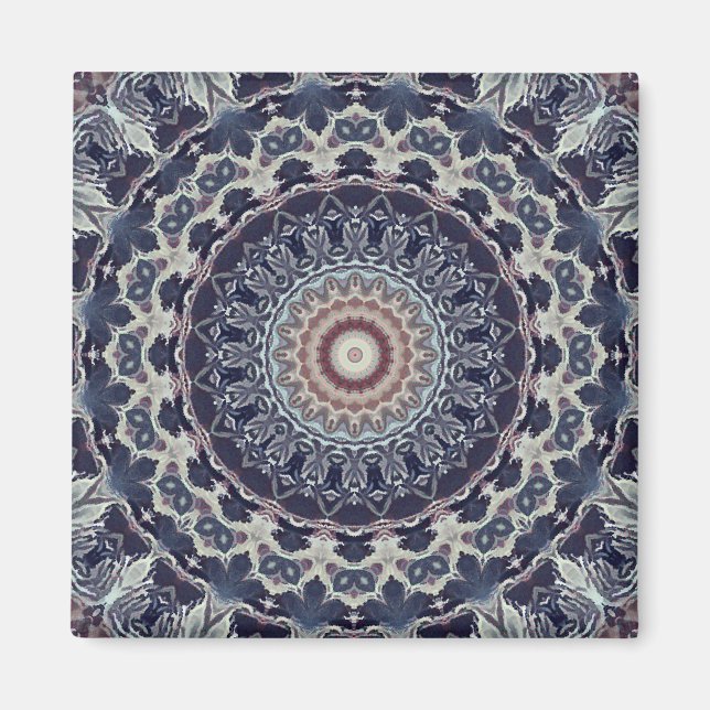 Imán Mandala de círculo redondo geométrico abstracto y  (Frente)