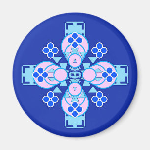 Imán Mandala de cuatro puntos: orquídea, azul y cobalto