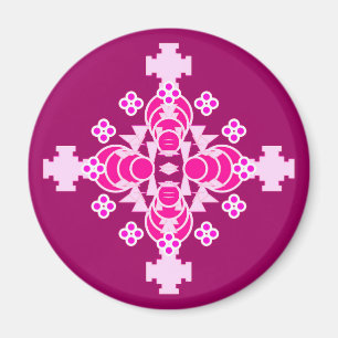 Imán Mandala de cuatro puntos - rosa pálido y ciruela
