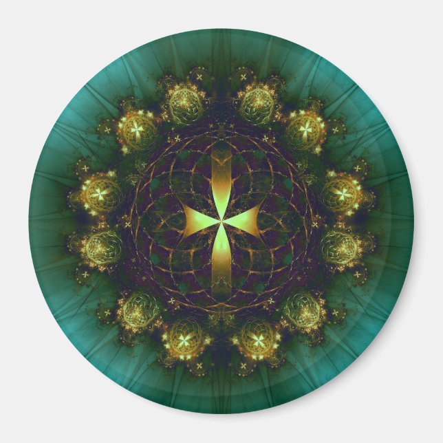 Imán Mandalá de la Cruz Verde (Frente)