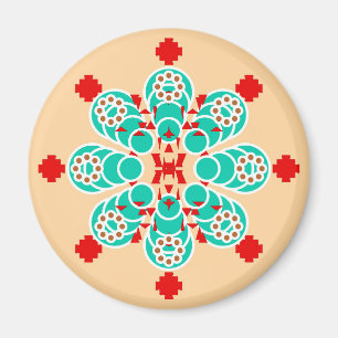 Imán Mandala de ocho puntos: turquesa y melocotón