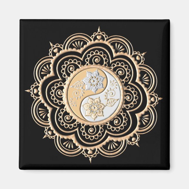 Imán Mandala de oro y plata (Frente)
