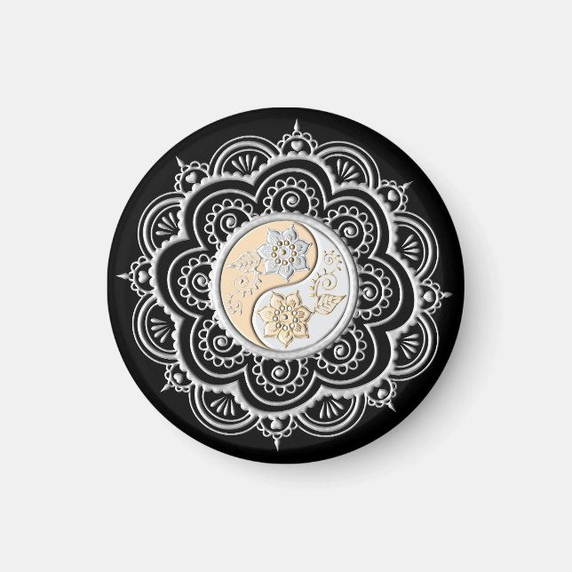 Imán Mandalá de plata y oro (Frente)