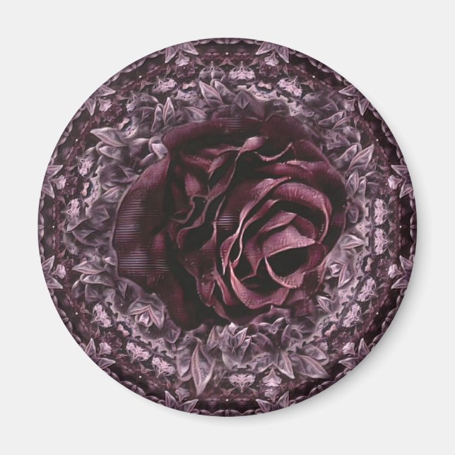 Imán Mandala de rosa  (Frente)