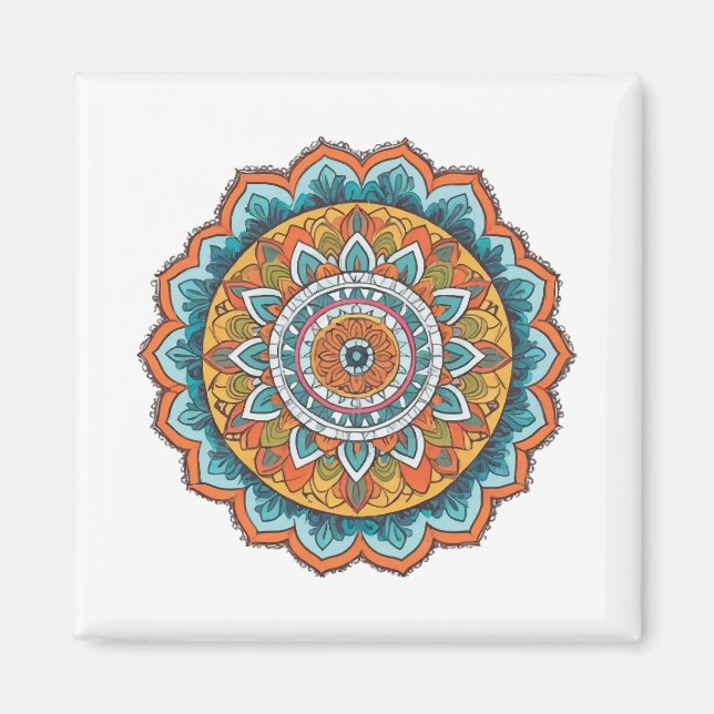 Imán mandala de varios colores (Frente)