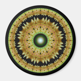 Imán Mandala dorada fractal