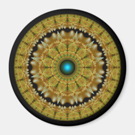 Imán Mandala dorada fractal brillante