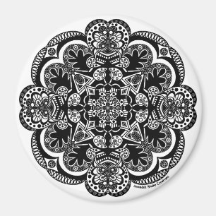 Imán Mandala en blanco y negro