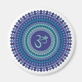 Imán Mandala espiritual Om Purple Aqua Blue Kaleidoscop