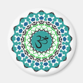 Imán Mandala Espiritual Yoga Om Símbolo Turquesa Azul