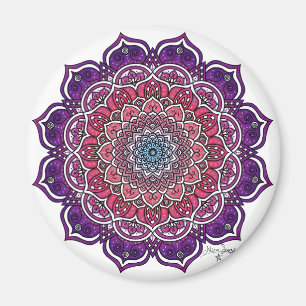 Imán Mandala floral morado-rosada