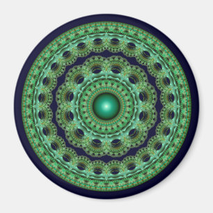 Imán Mandalá fractal redondo de hada ornamentado