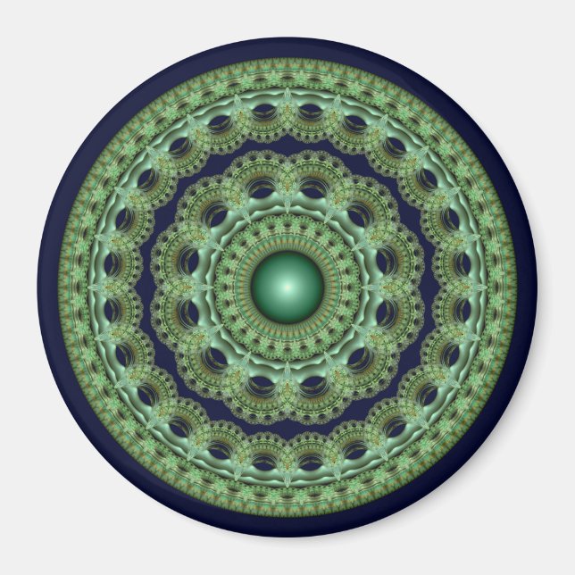 Imán Mandala fractal redondo de hadas (Frente)