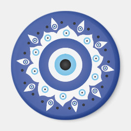 Imán Mandala griega malvado Ojo Azul Blanco
