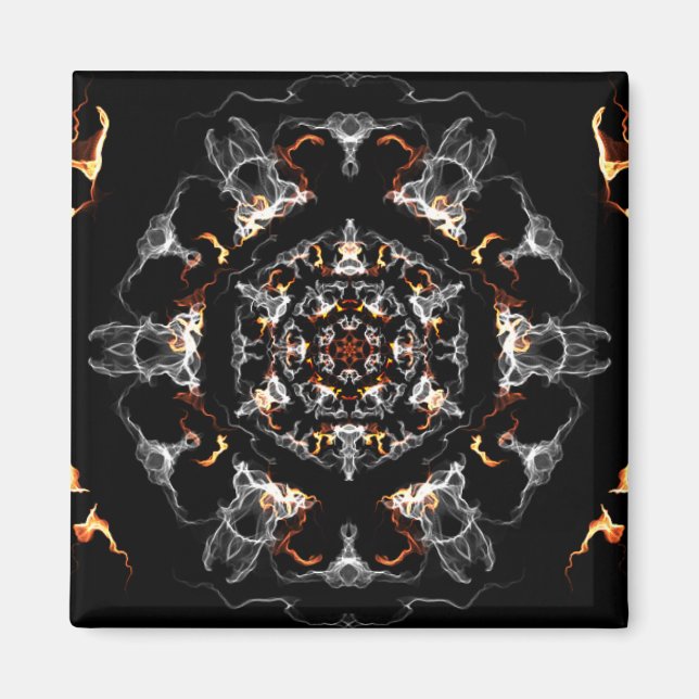 Imán Mandala, la llama gris y Naranja (Frente)