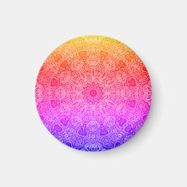 Imán Mandalá Motivo Kaleidoscópico de Color Rosa Amaril