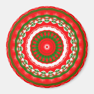 Imán Mandala roja, blanca y verde