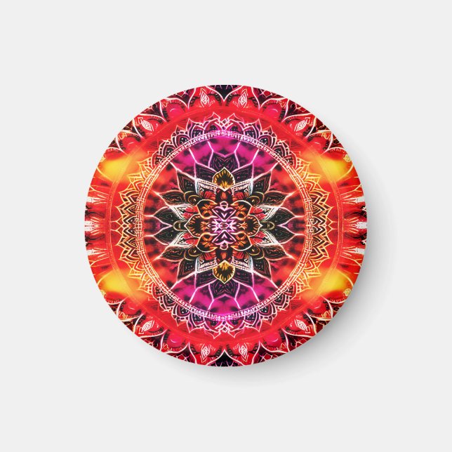 Imán Mandala roja hipnótica (Frente)