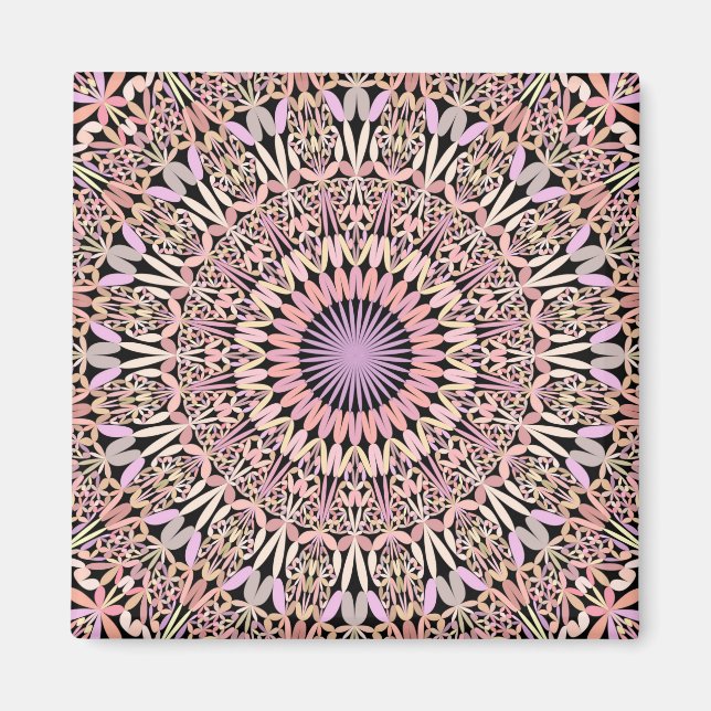 Imán Mandala rosa con estilo (Frente)