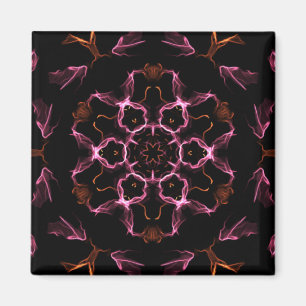 Imán Mandala rosa y Naranja sobre fondo negro