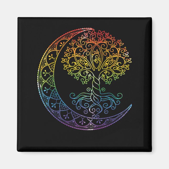 Imán Mandala Tree of Life Tattoo Style (Frente)