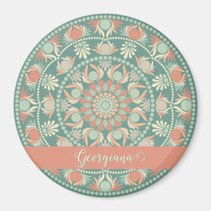 Imán Mandala y sabio retro ornato personalizado