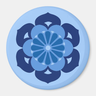 Imán Mandalas de Flor de Loto, Índigo y Azul Claro