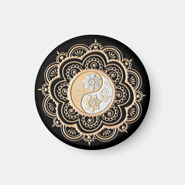 Imán Mandalas de oro y plata (Frente)