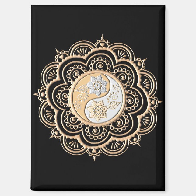 Imán Mandalas de oro y plata (Anverso)