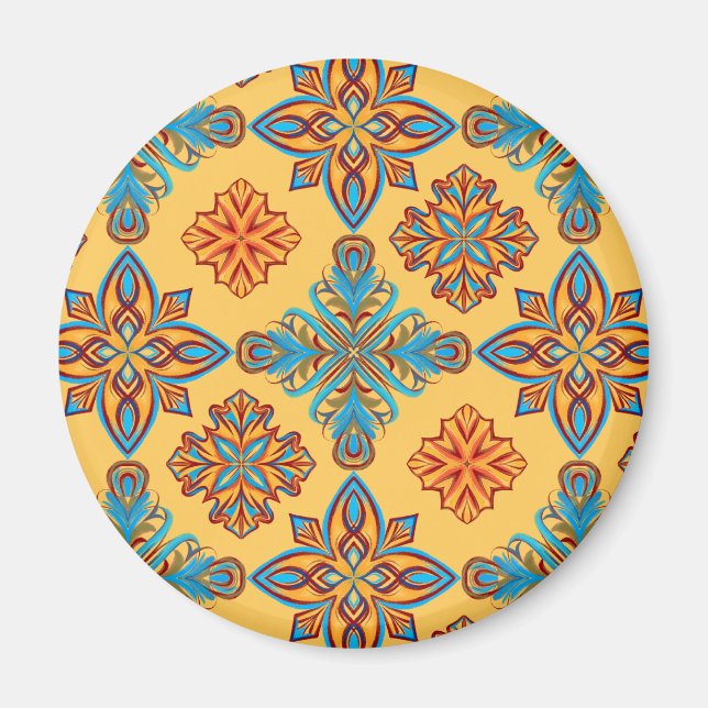 Imán Mandalas sobre amarillo ámbar (Frente)