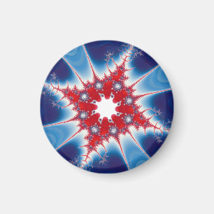 Imán Mandelbrot Fractal Rojo Blanco y Azul Patriótico