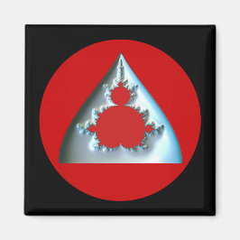 Imán Mandelbrot Plateado Gradiente En Círculo Rojo