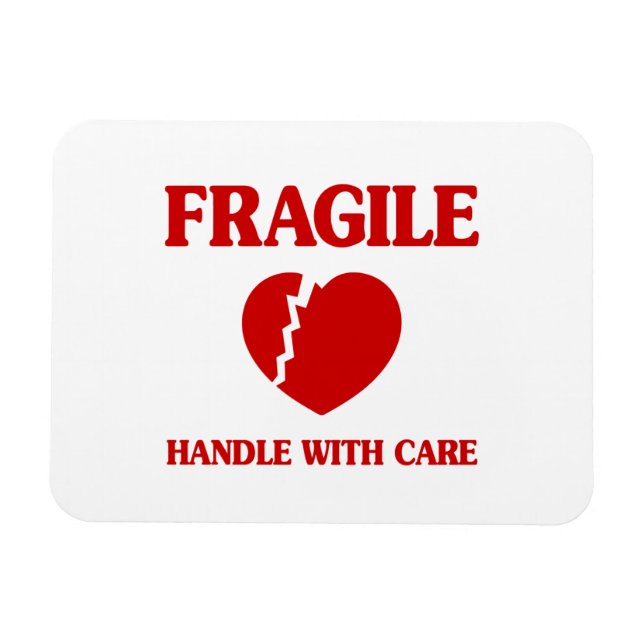 Imán Manejo frágil del corazón con cuidado (Horizontal)