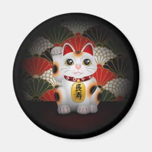 Imán Maneki de cerámica blanco Neko