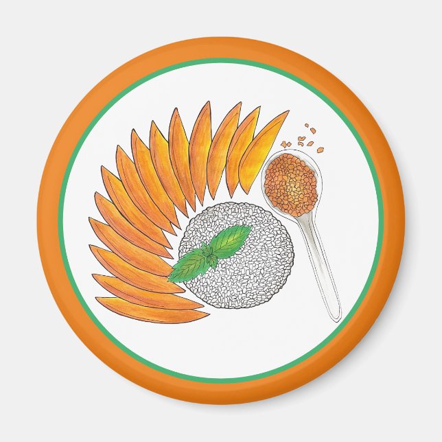 Imán Mango Sticky Rice Dessert Cocina tailandesa (Frente)