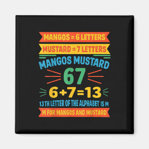 Imán Mangos Mostaza 67 Camiseta Código Divertido Alfabe