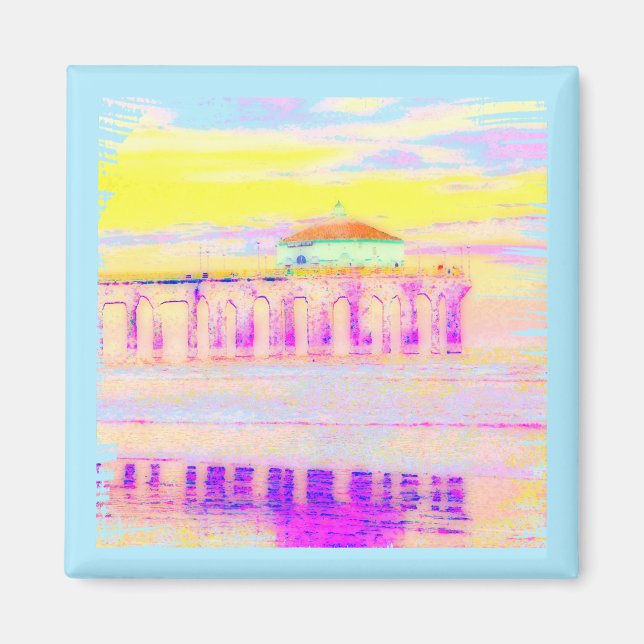 Imán Manhattan Beach Pier California en Pastels (Frente)