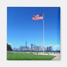 Imán Manhattan mit USA Flagge