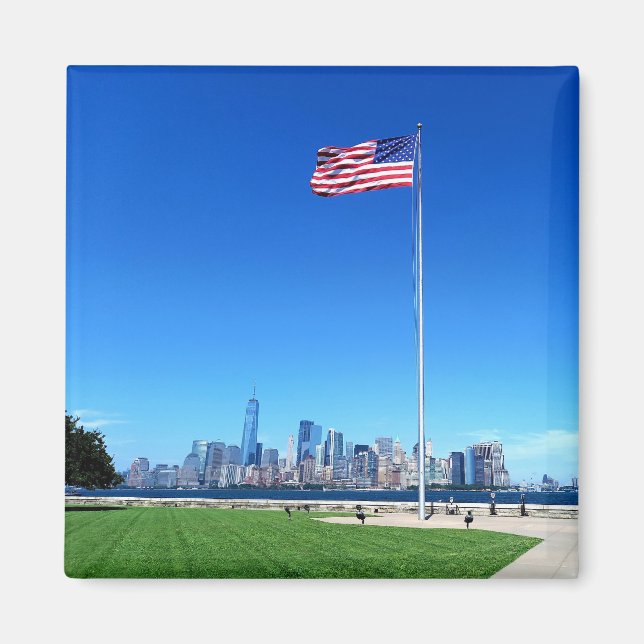 Imán Manhattan mit USA Flagge  (Frente)