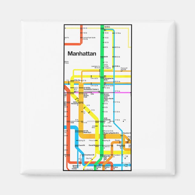 Imán Manhattan New York Nyc Subway Map Retro Rail Trans (Frente)