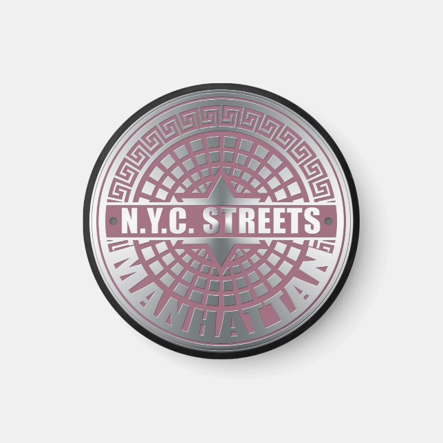 Imán Manhole Covers Manhattan (Frente)