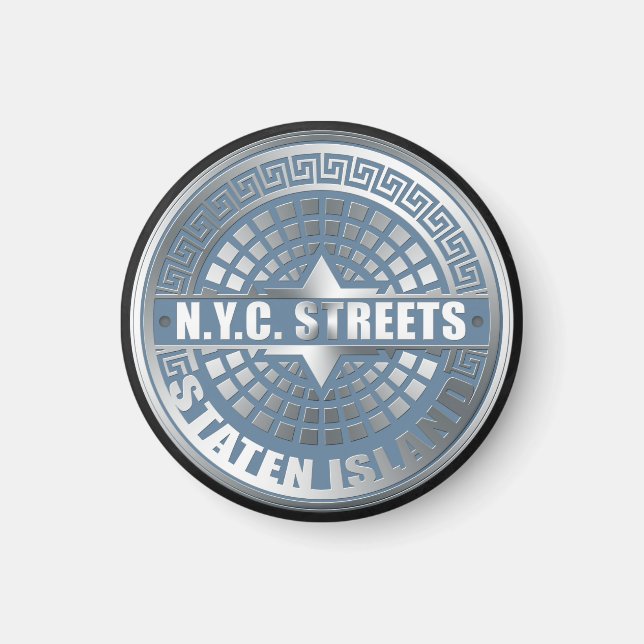 Imán Manhole Staten Island Blue (Frente)